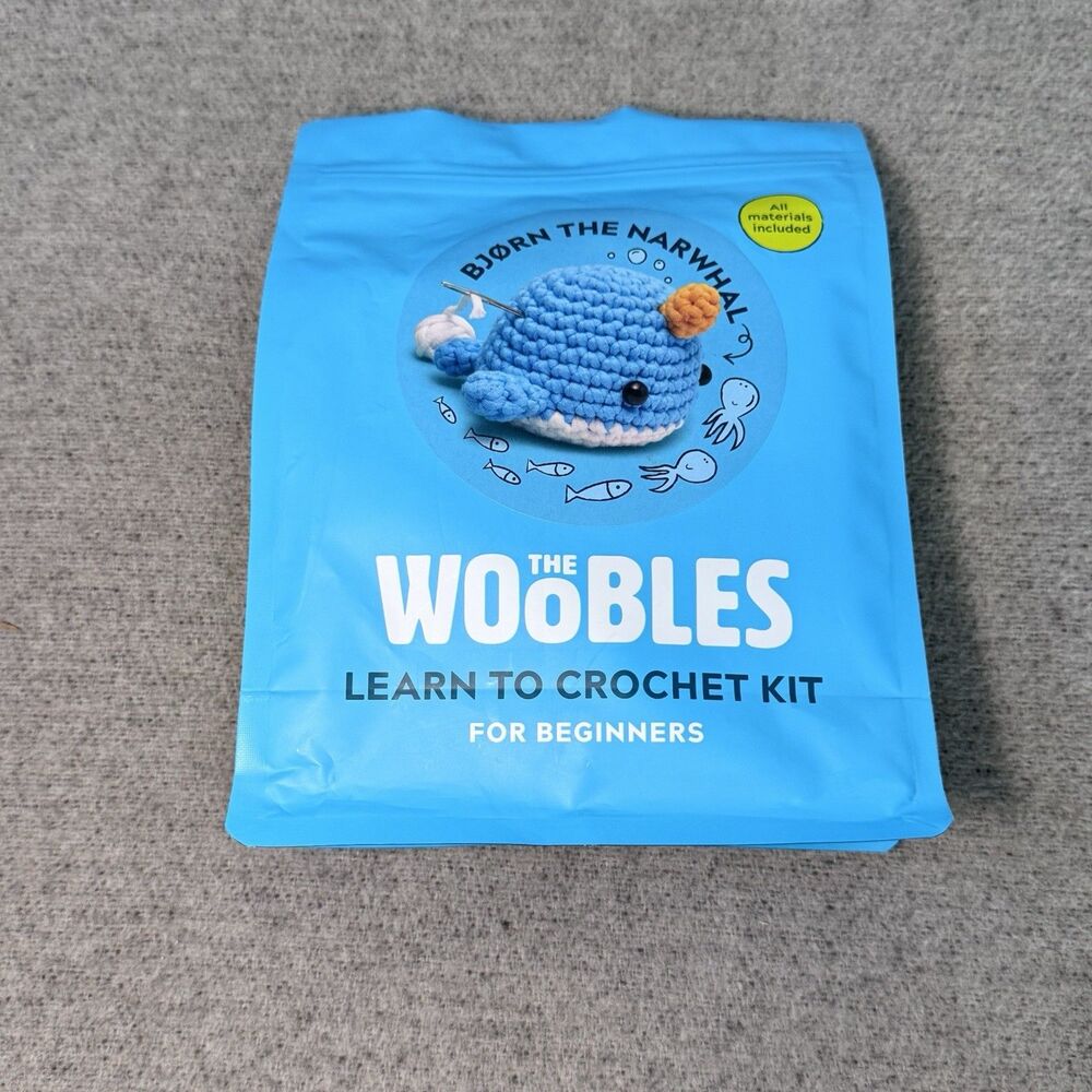 The Woobles Bjorn Narwhal Beginner Learn To Crochet Hook Complete Kit Art DIY